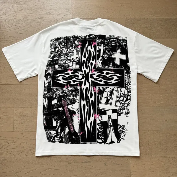 Hellstar x WWE Rey Mysterio 9-Mask Grid White T-Shirt - 10
