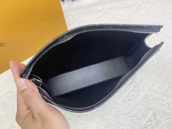 Design Clutch Bag Black Leather Texture Envelope Clutch - 12