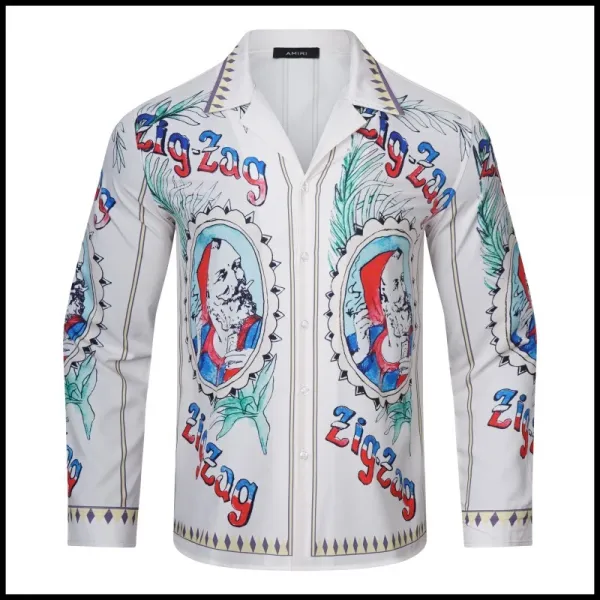 Amiri Palm Tree Print Short-Sleeve Shirt Blue and White - 20