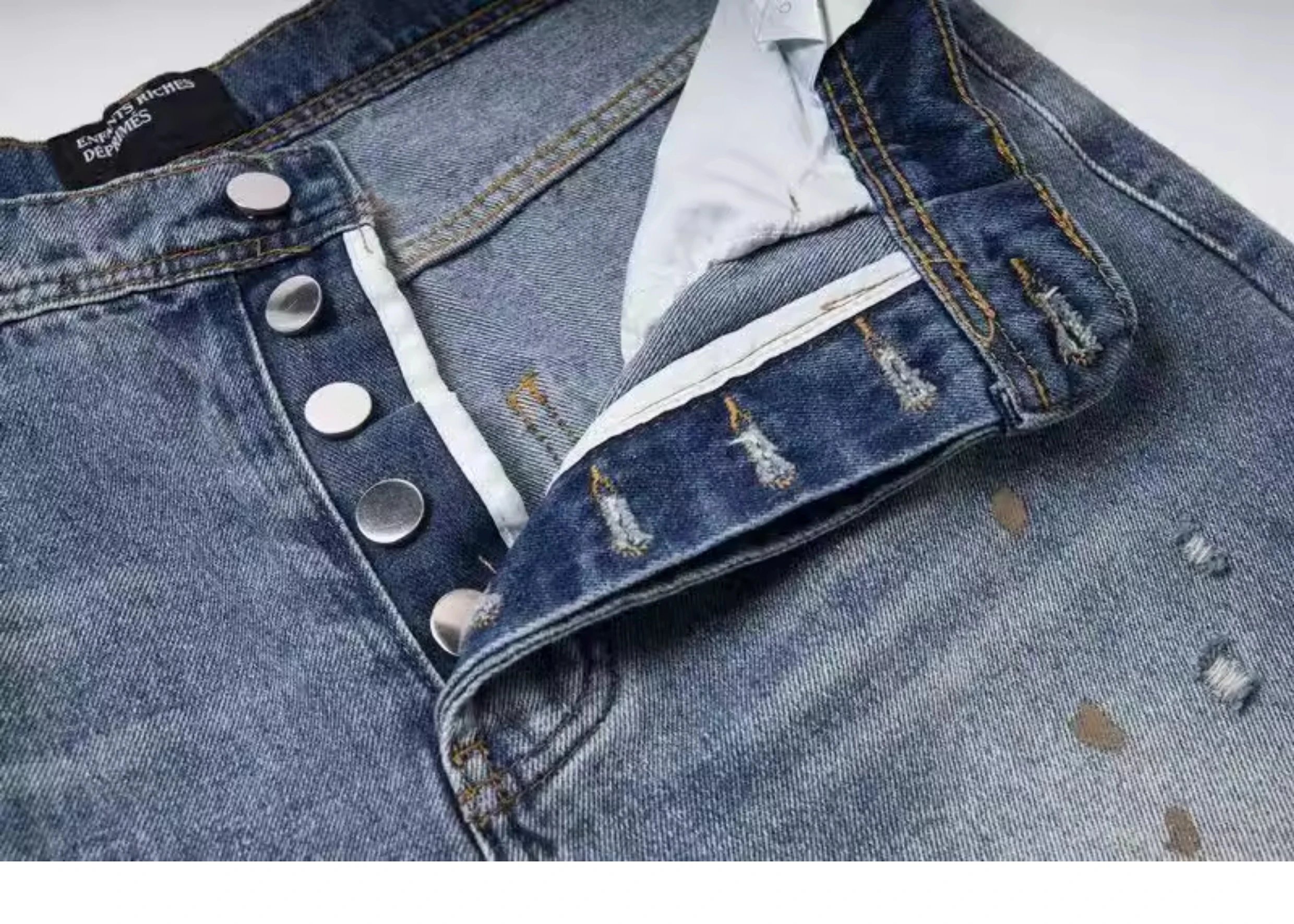 Design Distressed Paint-Splatter Flared Jeans Blue - 32