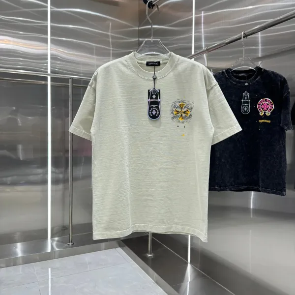 Chrome Hearts Cross Print Washed T-Shirt Beige - 4