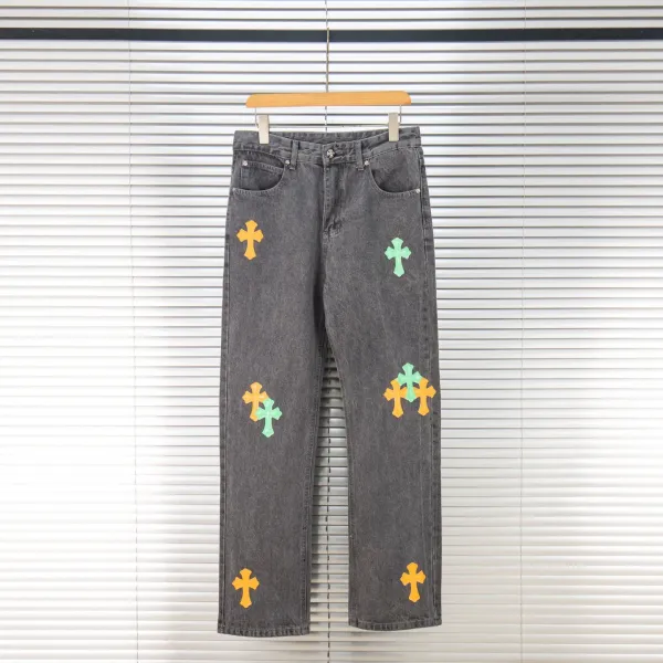 Chrome Hearts Cross Patch Distressed Gray Jeans - 8