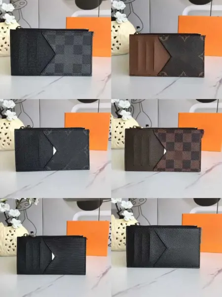 Louis Vuitton Damier Ebène Card Holder with Zip Pocket Brown Wallet - 4