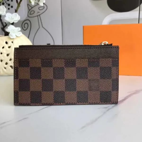 Louis Vuitton Damier Ebène Card Holder with Zip Pocket Brown Wallet - 12