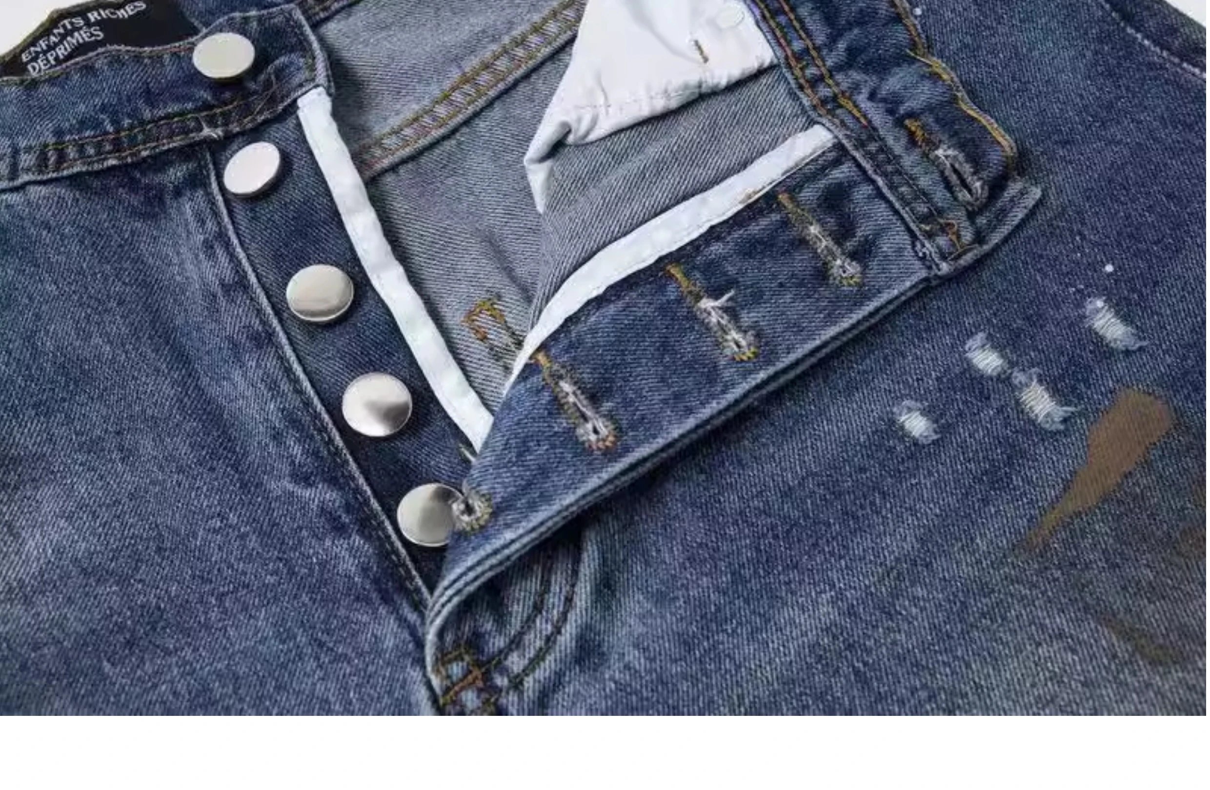 Design Distressed Paint-Splatter Flared Jeans Blue - 15