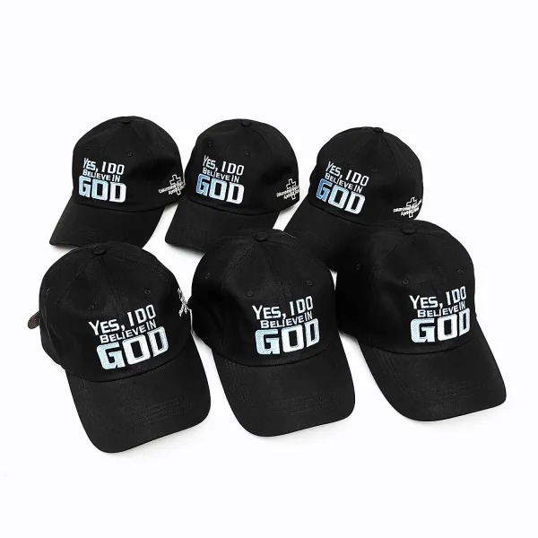 Design Yes, I Do Believe In God Embroidered Black Baseball Cap - 3