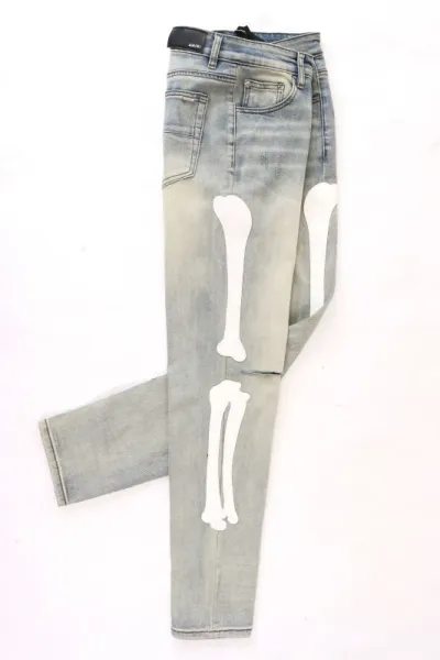 Amiri Skeleton Print Distressed Black Jeans - 7