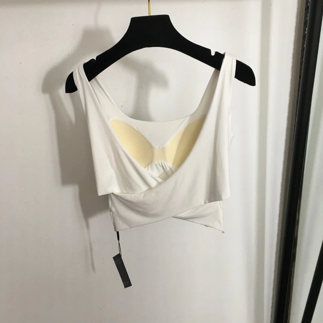 Prada Triangle Logo Cropped Tank Top White Vest Top - 5