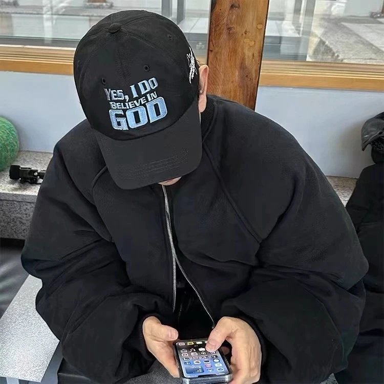 Design Yes, I Do Believe In God Embroidered Black Baseball Cap - 21