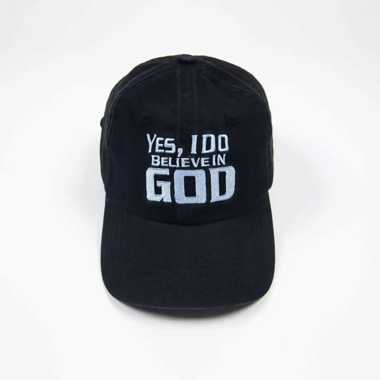 Design Yes, I Do Believe In God Embroidered Black Baseball Cap - 6