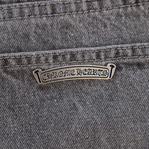 Chrome Hearts Cross Patch Distressed Gray Jeans - 19