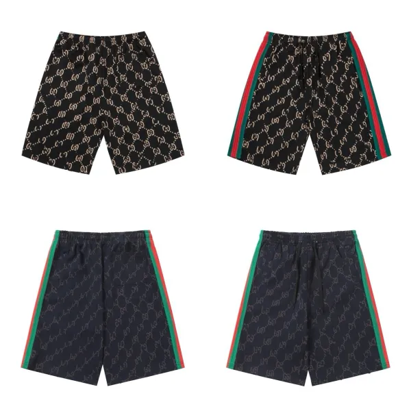 Gucci GG Monogram Print Shorts with Red-White Stripe Side Tape Navy - 4