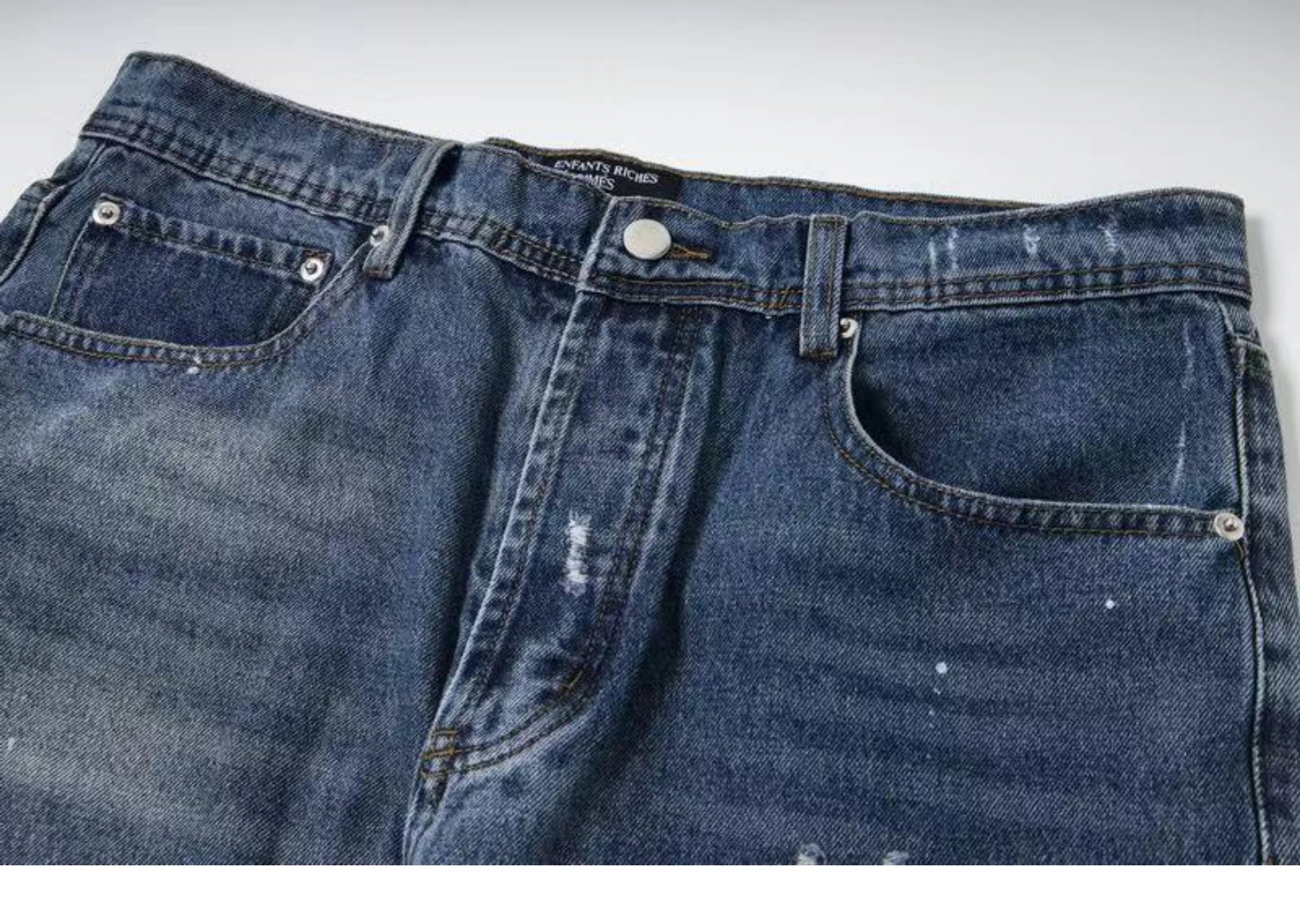 Design Distressed Paint-Splatter Flared Jeans Blue - 13