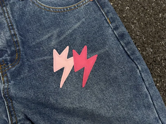 Unbranded Jeans Washed denim with lightning bolt graphics product detail image 9