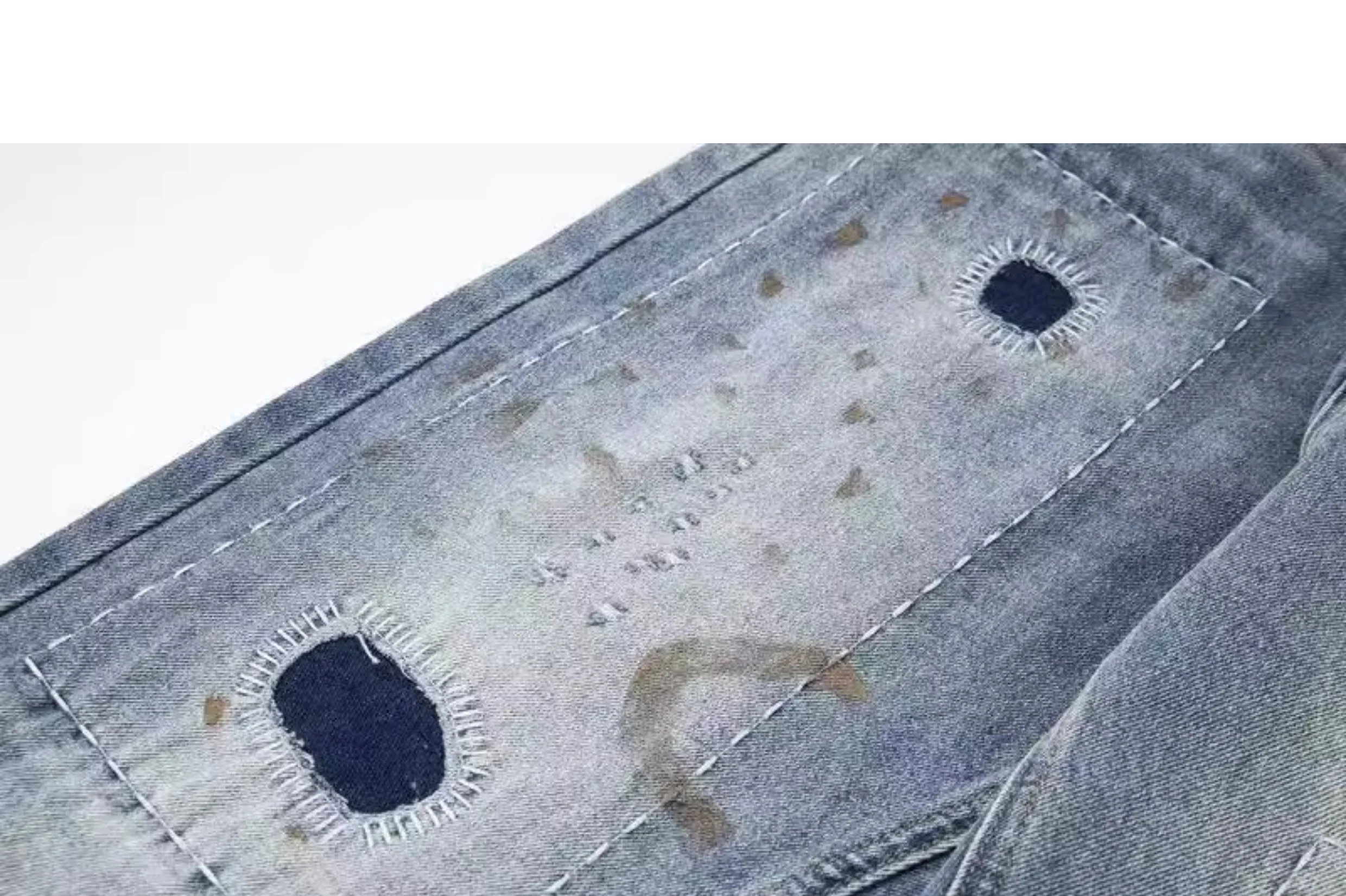 Design Distressed Paint-Splatter Flared Jeans Blue - 40