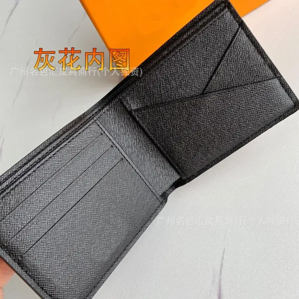 Design Floral Embossed Black Short Wallet - 17