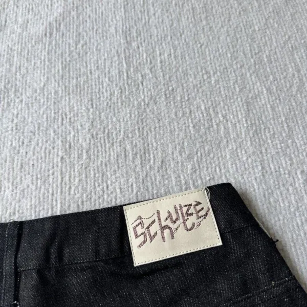 Design Embroidered Cherry Blossom Denim Shorts Black - 25