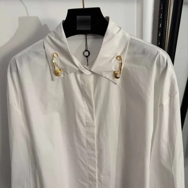 Versace Safety Pin Collar Shirt Brown - 6