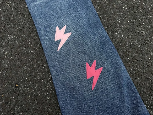 Unbranded Jeans Washed denim with lightning bolt graphics product detail image 15
