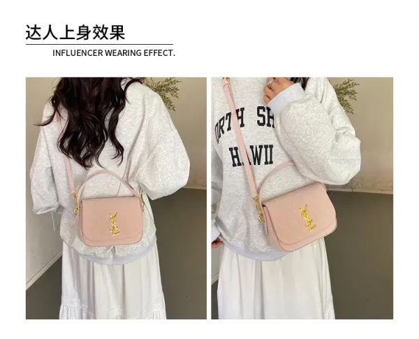 Saint Laurent Monogram Quilted Pink Shoulder Bag - 3