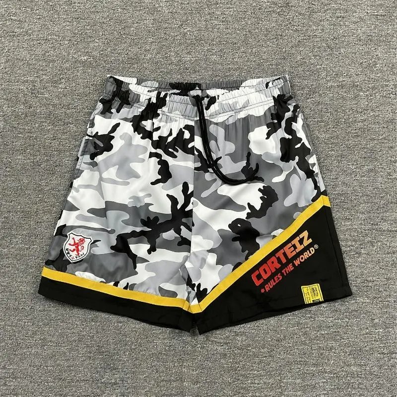 Corteiz Shorts Drawstring color-block with camouflage variants — Gray camouflage