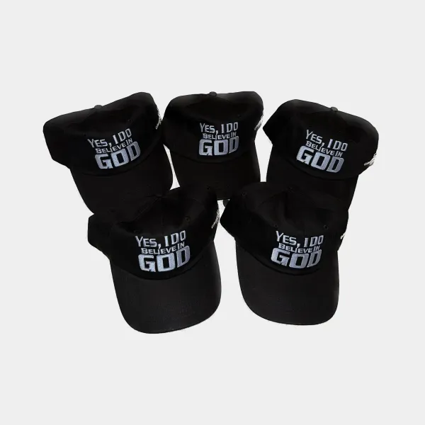 Design Yes, I Do Believe In God Embroidered Black Baseball Cap - 4