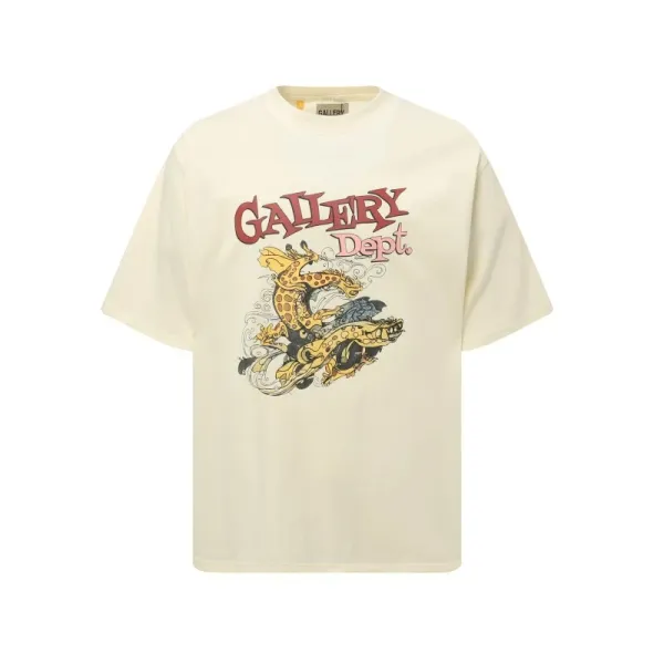 Gallery Dept Dragon Graphic Oversized T-Shirt Beige - 1