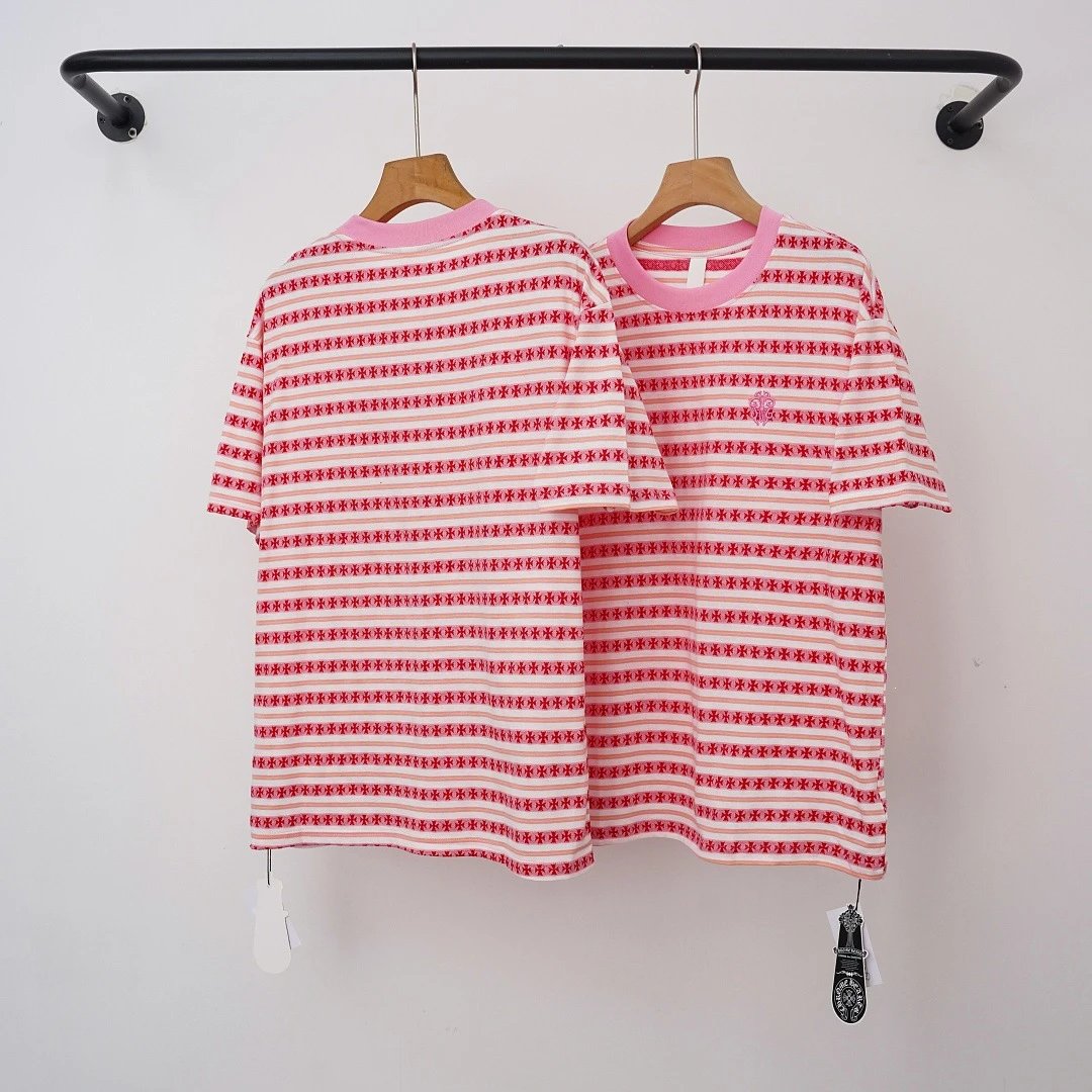 Chrome Hearts T-Shirts Striped short-sleeve T-shirt with cross motif image 4