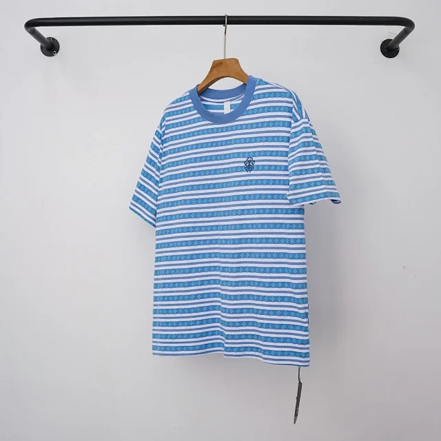 Chrome Hearts T-Shirts Striped short-sleeve T-shirt with cross motif product detail image 14