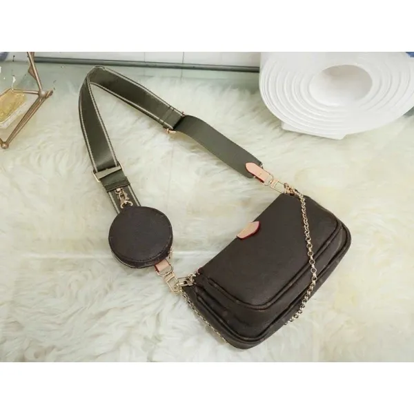 Louis Vuitton Multi Pochette Accessoires Black Monogram Canvas with Blue Strap Crossbody Bag - 7