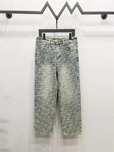 Design Snowflake Patchwork Wide-Leg Jeans Blue - 17