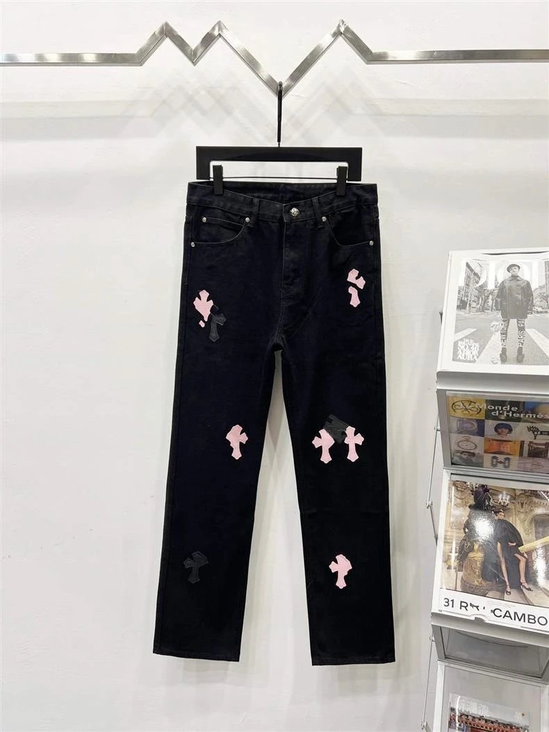 Design Snowflake Patchwork Wide-Leg Jeans Blue - 25