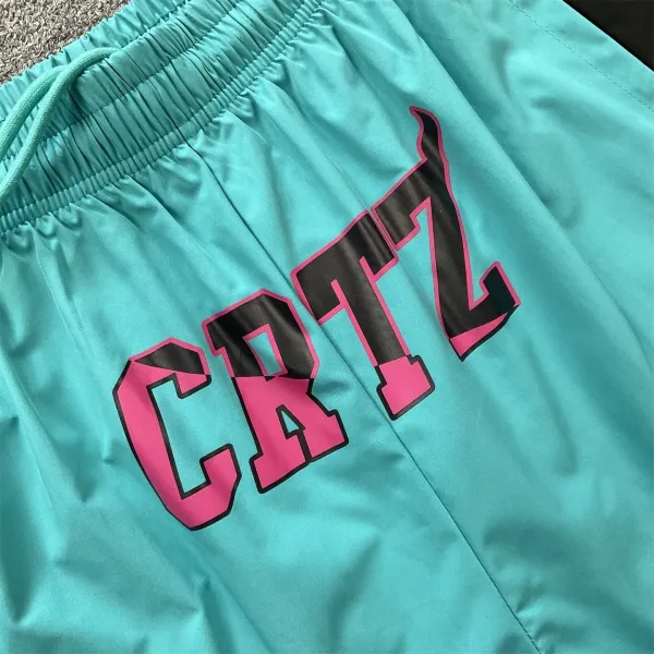 Corteiz CRTZ Graphic Panel Shorts Turquoise Pink Black - 12