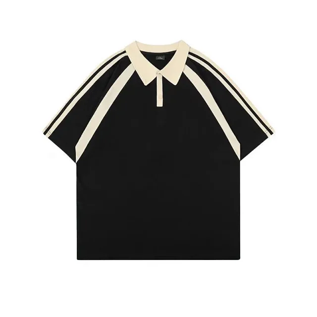 Unbranded Shirts Short-Sleeve Contrast Raglan Stripe Polo Shirt product detail image 3