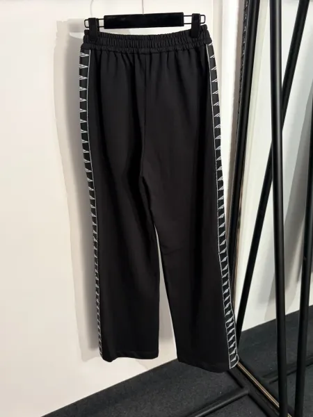 Design Track Pants Black with White Side Stripe Pants Sweatpants - 8