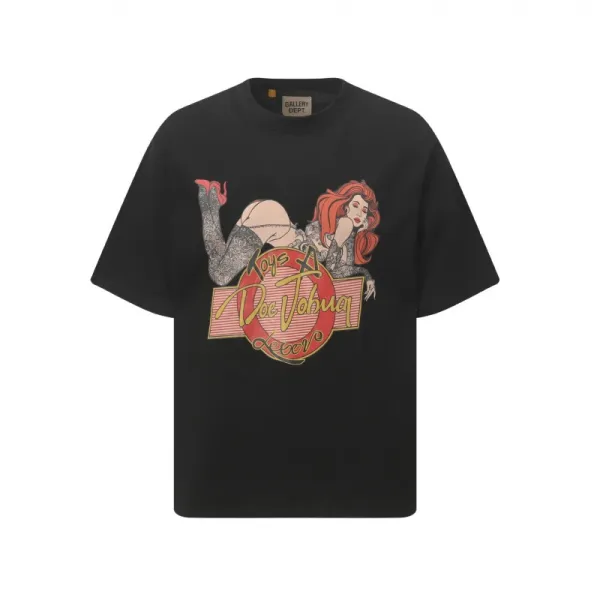 Gallery Dept. Pin-Up Graphic Black T-Shirt - 1