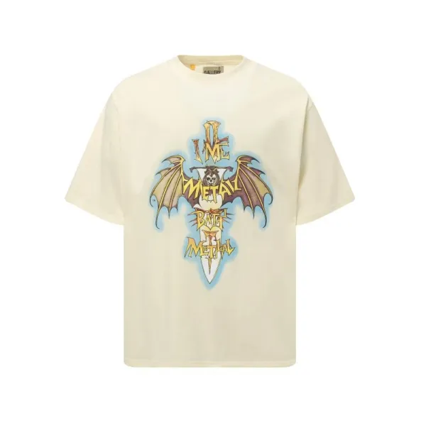 Gallery Dept I Am Metal Bat Metal Graphic T-Shirt Beige - 1