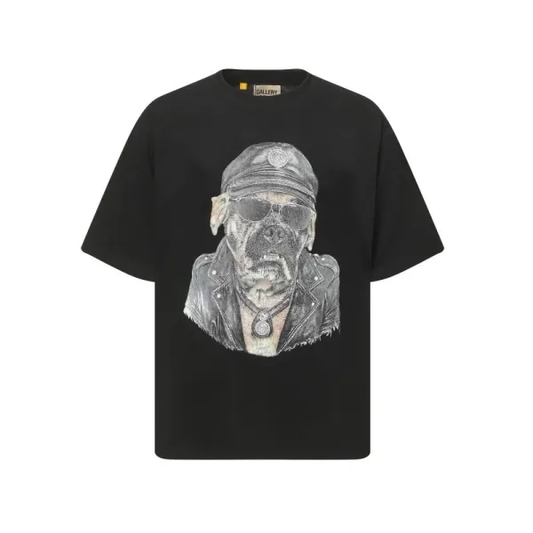 Gallery Dept Dog Biker Graphic Black T-Shirt - 1