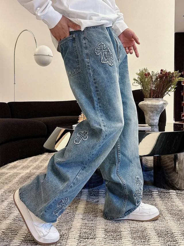 Unbranded Jeans Wide-Leg Cross Patch product detail image 3