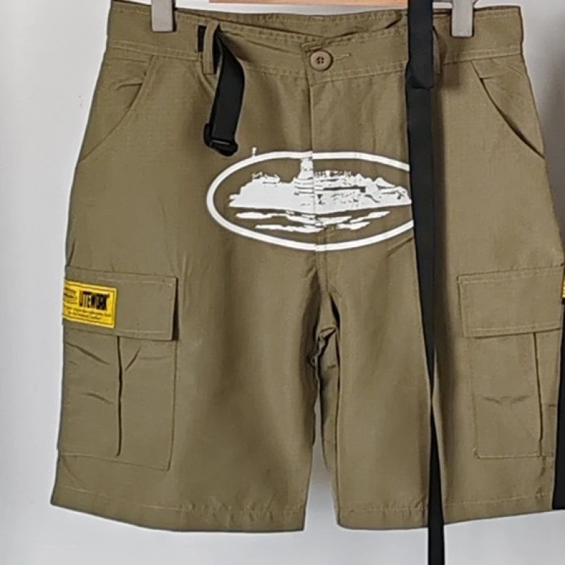 Unbranded Shorts Cargo with ship graphic and webbing belt image 4