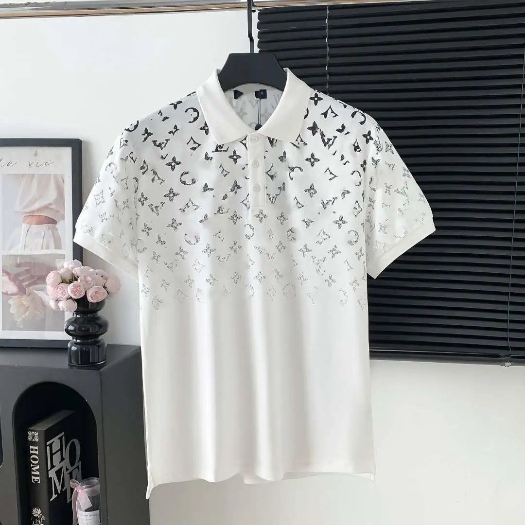 Prada Shirts Short-Sleeve Polo Shirt with Chest Triangle Logo — 10 Donkey Home Gradient Lapel POLO shirt