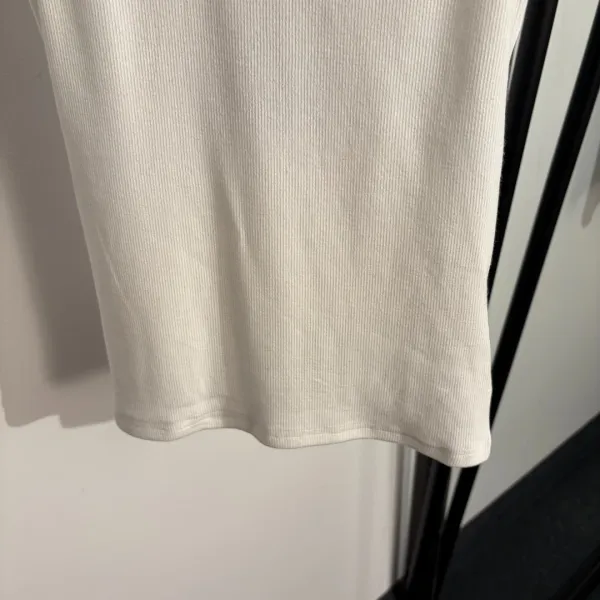 Chanel Embellished Ribbed Vest Top White - 6