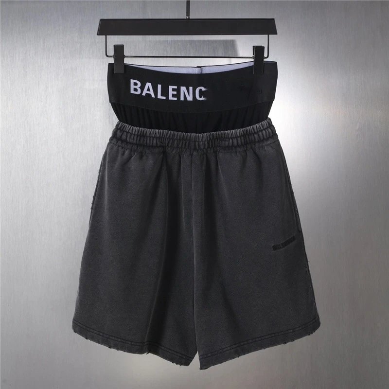 Balenciaga Shorts Layered elastic-waist with plaid waistband image 3