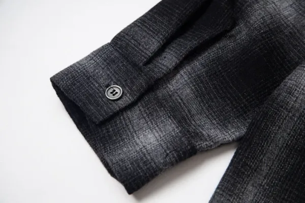 Design Plaid Shirt with Graphic Patches Black / Gray - 9