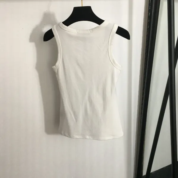 Prada Logo-Tag Crop Tank Top Brown Vest Top - 5