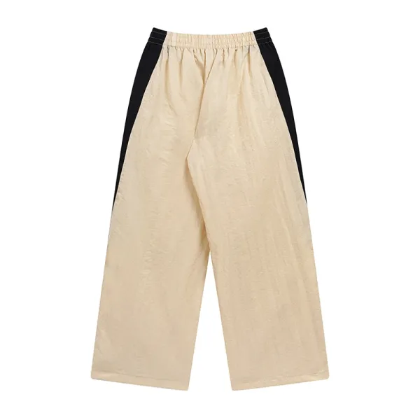 Design Wide-Leg Track Pants Beige with Side Stripe Pants - 5