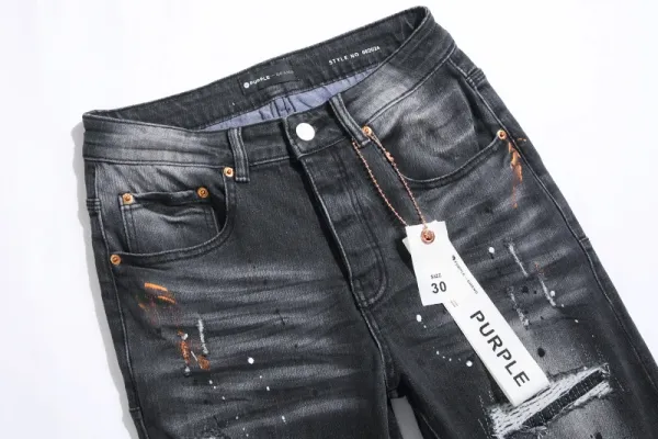 Design Distressed Paint-Splatter Black Jeans - 34