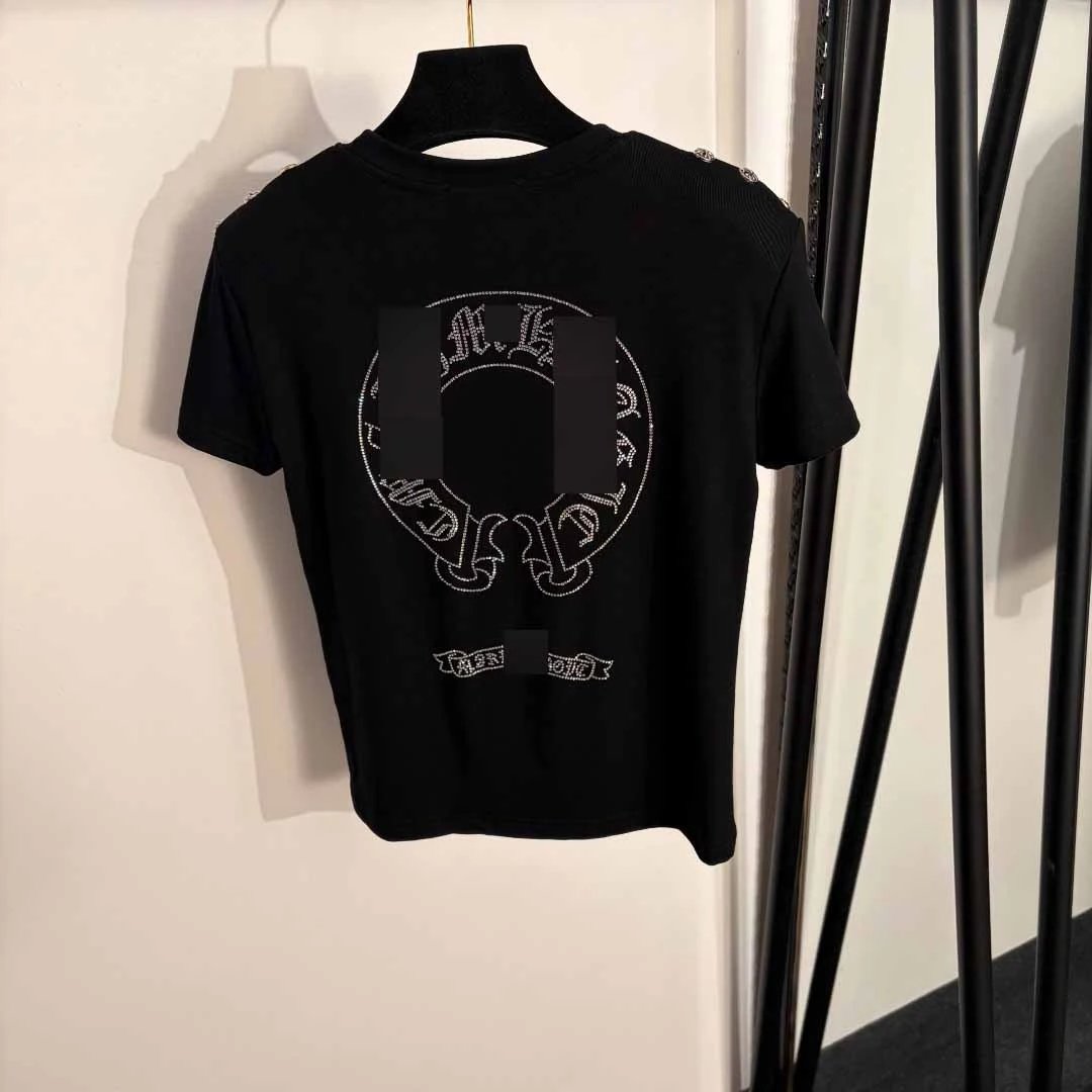 Black Embellished Logo T-Shirt Casual Fashion