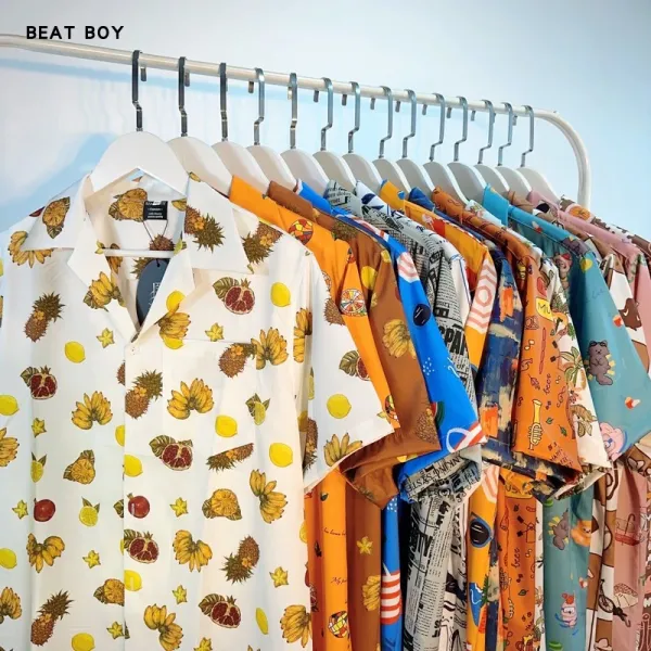 Design Beat Boy Ing Tropical Print Short-Sleeve Shirt White Shirt - 7