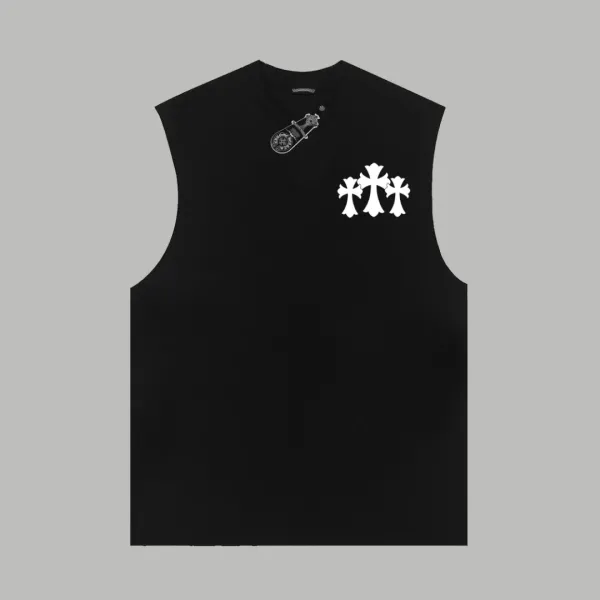 Chrome Hearts Triple Cross White Sleeveless Top Vest Top - 4